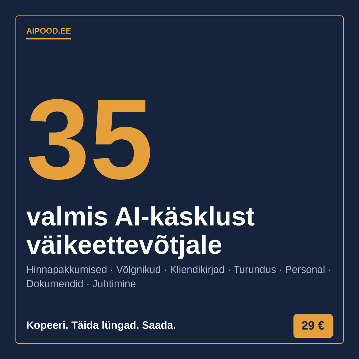 AI tööriistakast väikeettevõtjale — 35 valmis käsklust